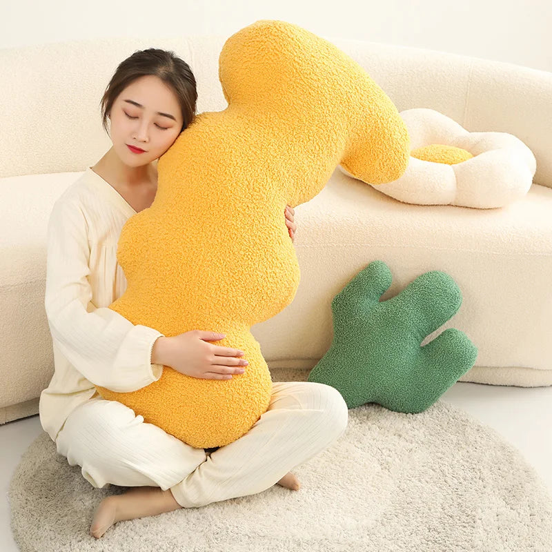 Nordic Simple Modern Style Flower Pillow Soft Wavy Undulation Long Leg Pillow Cactus Plant Shape Bed Decor Cushion Pregnant