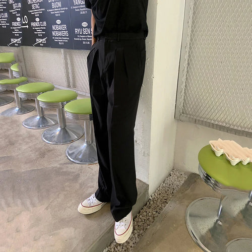 Load image into Gallery viewer, Dropped Loose Straight Men&#39;s Suit Pants Pleated Autumn Korean Fashion Wide Leg Solid Color Male Trousers Simple 9C8987
