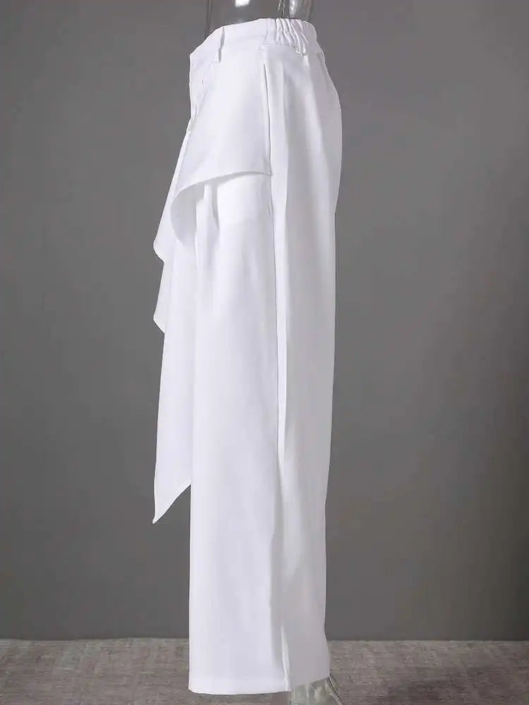 High Elastic Waist Black Irregular Spliced Long Wide Leg Pants New Trousers Women Fashion Tide Spring Autumn 2025 CPG2809