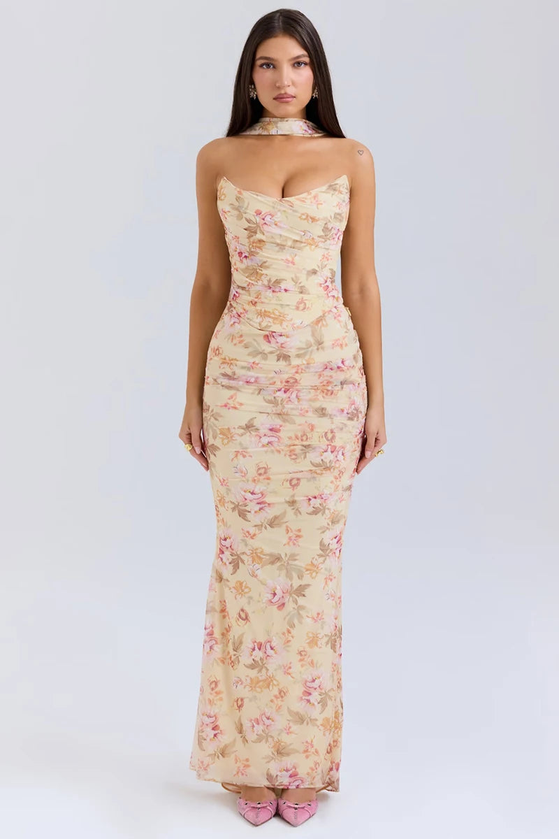Sexy Two Pieces Sets For Women Strapless Off-shoulder Sleeveless Tops And Elegant High Waist Long Skirt Two Pieces Sets