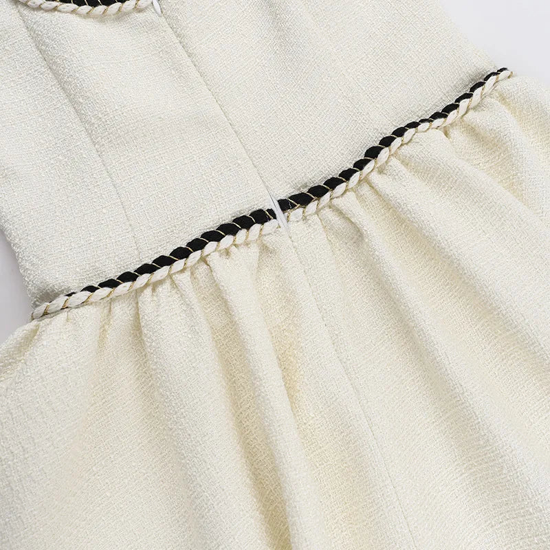 Sleeveless A-line Sexy Mini Dress For Women White Spaghetti Strap Sleeveless Backless Pleated Club Party Dress Clubwear