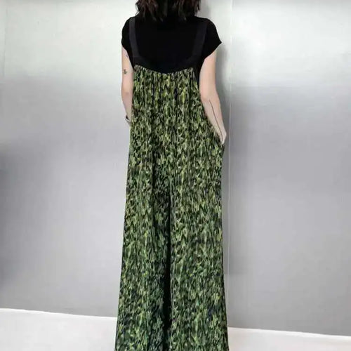 Load image into Gallery viewer, High Waist Green Pattern Printed Big Size Long Overalls Pants New Trousers Women Fashion Tide Spring Autumn 2025 1DH6622
