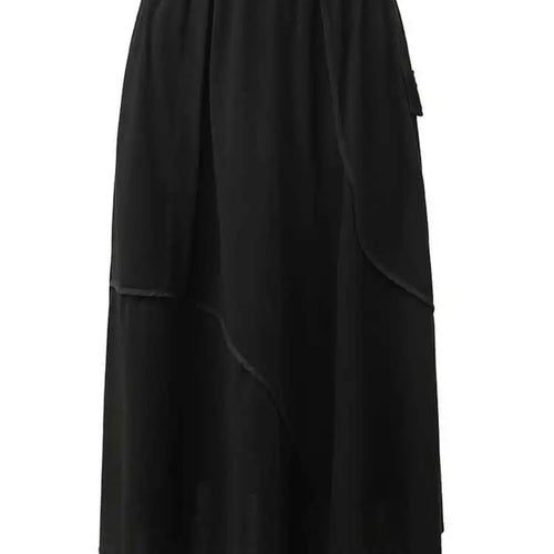 Load image into Gallery viewer, High Elastic Waist Black Pocket Spliced Irregular A-line Half-body Skirt Women Fashion Tide New Spring Autumn 2025 1DH5346

