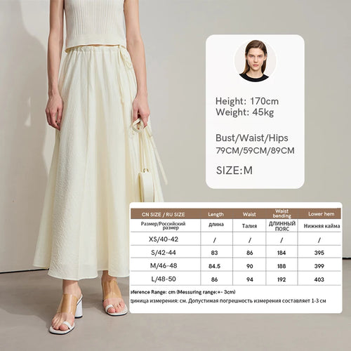 Load image into Gallery viewer, Minimalist New Summer Knee Length A-line Skirt Women Adjustable Drawstring Solid Color Commuting Style Loose Skirt 12522025
