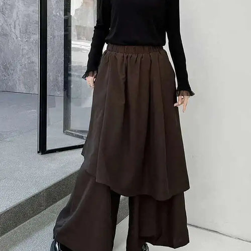 Load image into Gallery viewer, High Elastic Waist Black Irregular Spliced Long Wide Leg Pants New Trousers Women Fashion Tide Spring Autumn 2025 1DH8326
