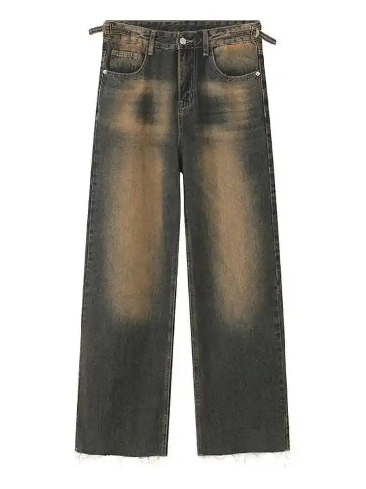 High Waist Black Burr Pockets Vintage Casual Wide Leg Jeans New Women Trousers Fashion Tide Spring Autumn 2025 9A8628