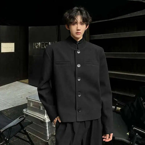 Load image into Gallery viewer, Stylish Men&#39;s Suit Jackets Stand Collar Single Breasted Shoulder Padded Slim Casual Thickened Male Short Blazers 9W223
