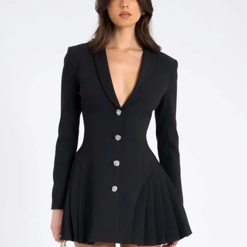 Load image into Gallery viewer, Fashion Long Sleeved Suit Button Slim Women Dress Jacket Sexy Bodycon Pleated Short Skirt Suit Autumn New 2024 Clothing

