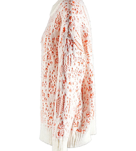 Orange Holes Big Size Knitting Sweater Round Neck Long Sleeve Women Pullovers New Fashion Tide Spring Autumn 2025 CPG2566