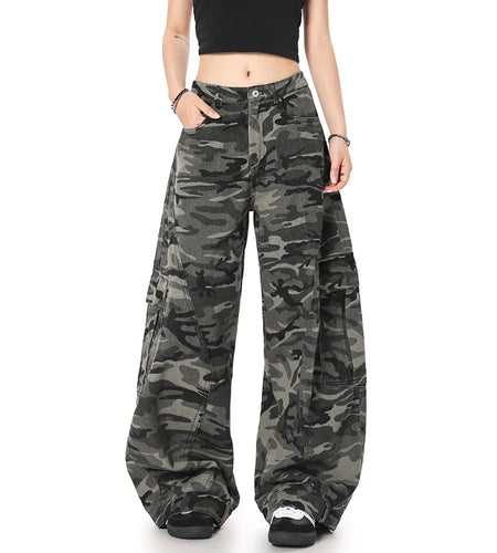 Men's Cargo Pants New American Straight Wide Leg Chic Curved Knife Stylish High Street Male Casual Summer Bottoms 9W1923