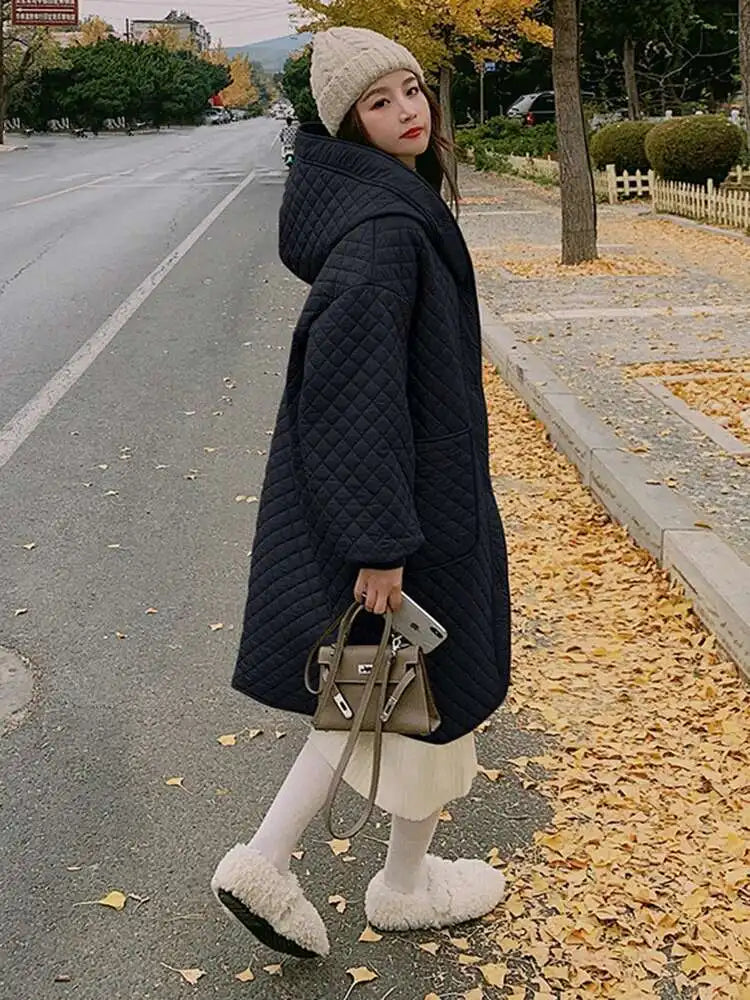 Army Green Big Size Keep Warm Hooded Cotton-padded Coat Long Sleeve Women Parkas Fashion New Autumn Winter 2025 1DH8601