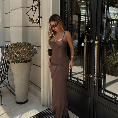 Load image into Gallery viewer, Spaghetti Strap Backless Bodycon Maxi Dress Women Autumn New Thickened Fabric Sleeveless Club Party Sexy Long Dress
