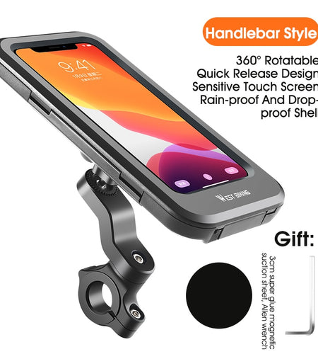 360° Adjustable Waterproof Bicycle Phone Holder Electric Bike Motorcycle Scooter Motorbike Touch Screen Cell Phone Support Mount