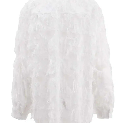 Load image into Gallery viewer, Women Black Tassels Thin Big Size Casual Blouse New Lapel Long Sleeve Shirt Fashion Tide Spring Autumn 2025 CPG1647
