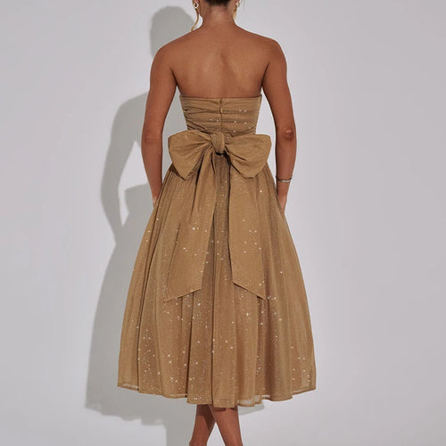 Load image into Gallery viewer, Off-shoulder Backless Bow Sexy Maxi Dress For Women Strapless Sleeveless A-line Loose Pleated Sexy Long Dress Clubwear
