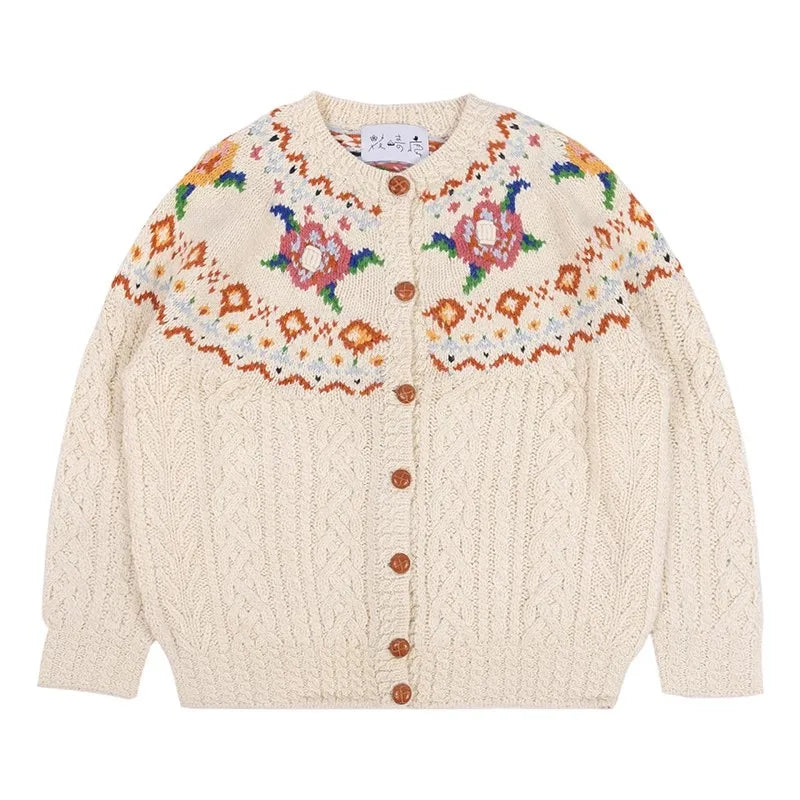 Autumn New Sweet Mori Style Handmade Embroidered Sweater Coat