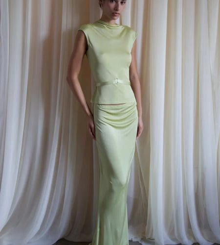 Elegant Sleeveless Round Neck Slim Fit Top And Skirt Set For Women's Fashion Autumn Winter New 2025 Party Two-piece Set