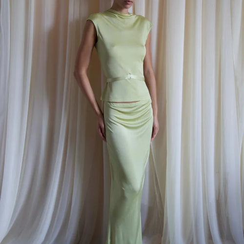 Load image into Gallery viewer, Elegant Sleeveless Round Neck Slim Fit Top And Skirt Set For Women's Fashion Autumn Winter New 2025 Party Two-piece Set
