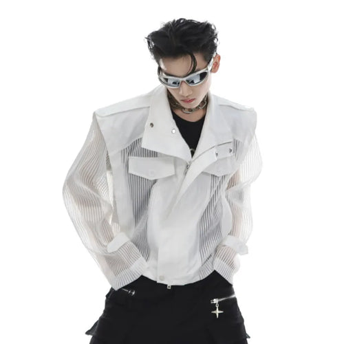 Load image into Gallery viewer, Deconstruction Mesh Splicing Jacket Niche Design Punk Sun Protection 2025 Spring Male Thin Motorcycle Jackets Tide 9C274
