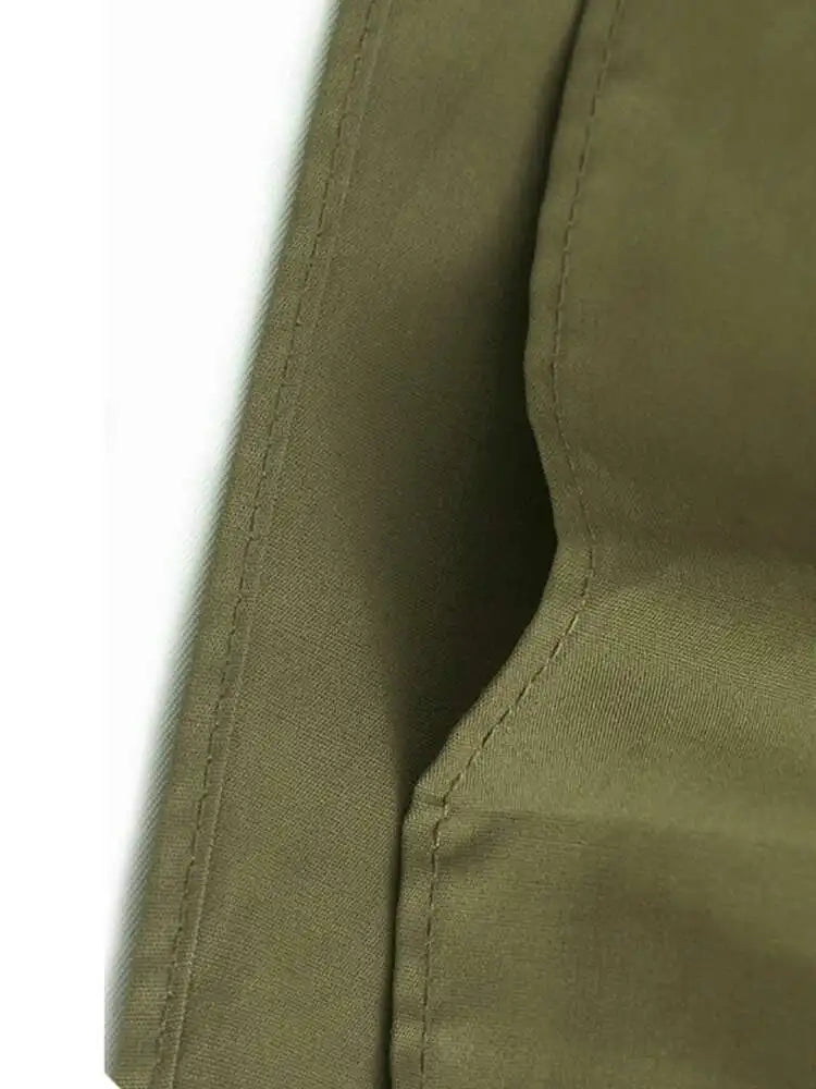 Women Army Green Pleated Hem Big Size Midi Dress New Round Neck Short Sleeve Fashion Tide Spring Summer 2025 1DJ0781