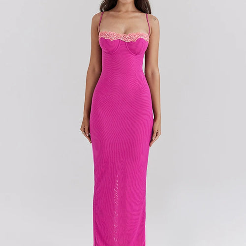 Load image into Gallery viewer, Elegant Lace Patchwork Split Dress Women's Sleeveless Backless Bodycon Evening Dress Female Slim Party Club Vestidos2024
