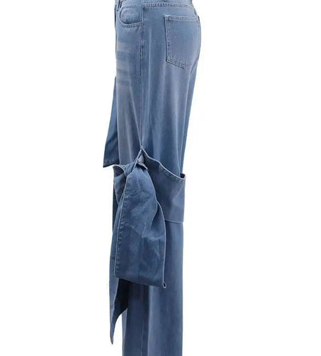 High Waist Blue Denim Bow Three-dimensional Long Wide Leg Jeans New Women Trousers Fashion Tide Spring Autumn 2025 CPDB180