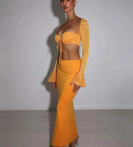 Thickened Fabric Sexy Maxi Skirt Women 2023 Autumn Winter New Solid High Waist Skinny Club Party Long Skirt Elegant