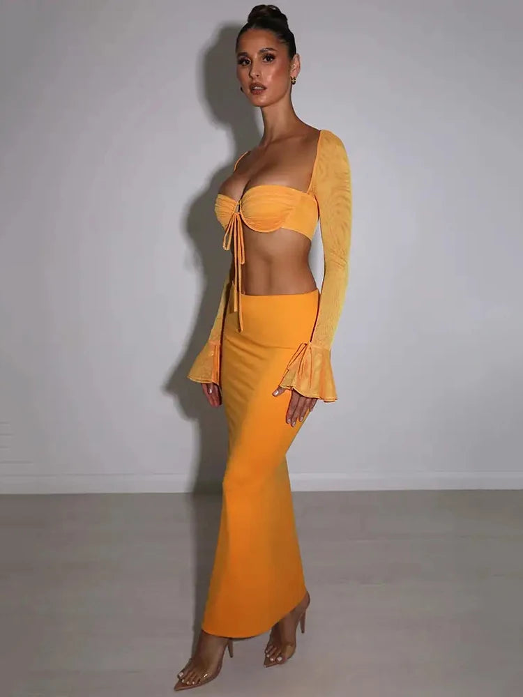 Thickened Fabric Sexy Maxi Skirt Women 2023 Autumn Winter New Solid High Waist Skinny Club Party Long Skirt Elegant