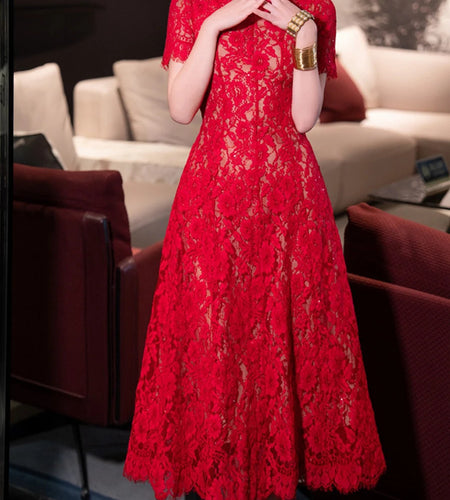 Solid Spliced Lace Up Slimming Dresses For Women O Neck Short Sleeveless High Waist Temperament Long Dress Female