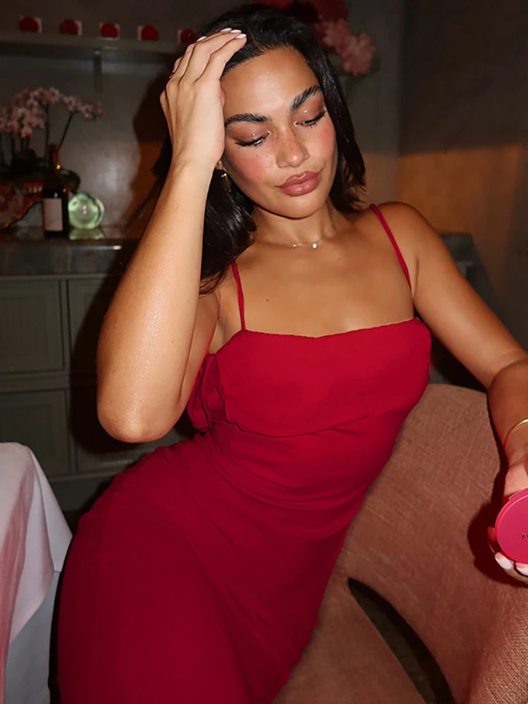 Spaghetti Strap Backless Sexy Maxi Dress Women Gown Summer New Fashion Solid High Waist Evening Beach Club Long Dress