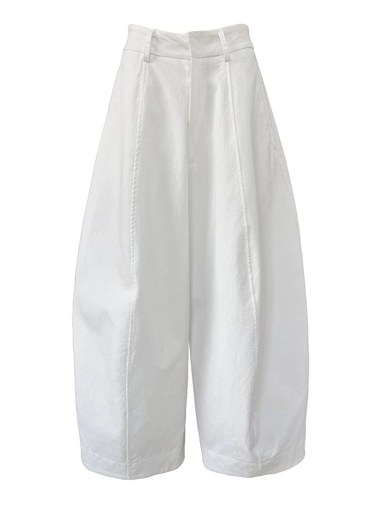 High Waist White Pocket Brief Shaped Long Wide Leg Pants New Trousers Women Fashion Tide Spring Autumn 2025 1DJ0735
