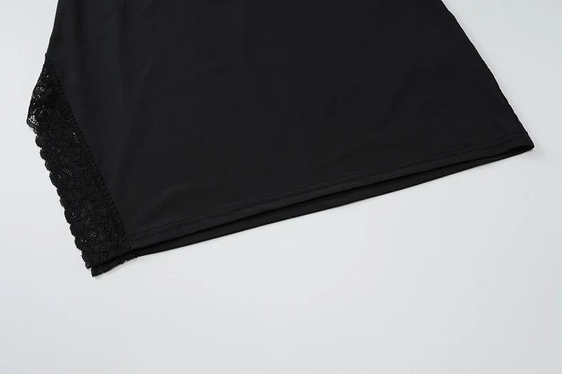 Lace Spaghetti Strap Sexy Mini Dress For Women Robe Fashion Sleeveless Backless Bodycon Side Split Club Dress Vestido