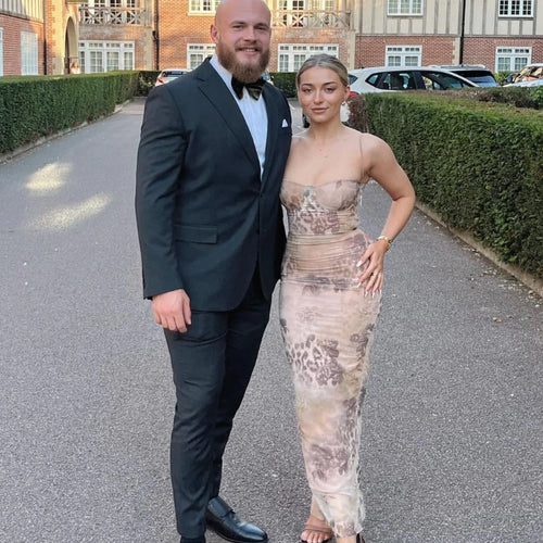 Load image into Gallery viewer, Leopard Print Bodycon Dress Sexy Maxi Spaghetti Strap Wedding Guest Dress Elegant Events Lace Up Women's Clothing
