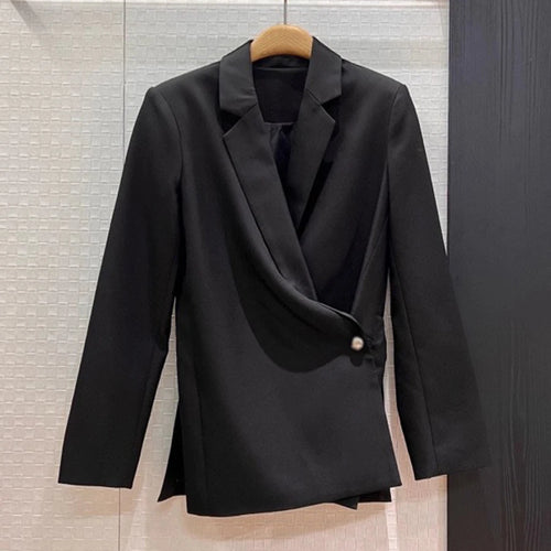 Load image into Gallery viewer, Solid Slimming Minimalist Jackets for Women Lapel Long Sleeves Tunic Temperament Jacket Female Fashion Clothing New
