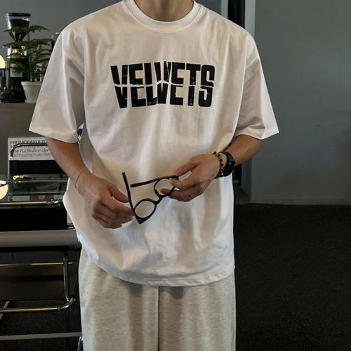 Load image into Gallery viewer, Korean Letter Printed Men's T-shirts Short Sleeve Round Neck Short Sleeve Top New Summer Loose T-shirt Trendy 9W1617
