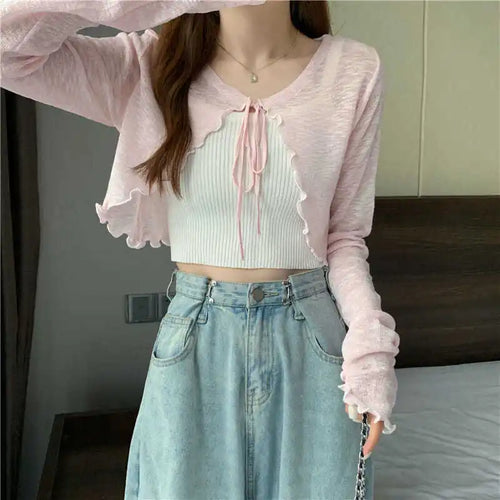 Load image into Gallery viewer, Women Thin Coat Casual Bow Summer Sun Protection Clothes Female Cardigan Shirt Lolita Covers Tops Blouse Woman Blusa
