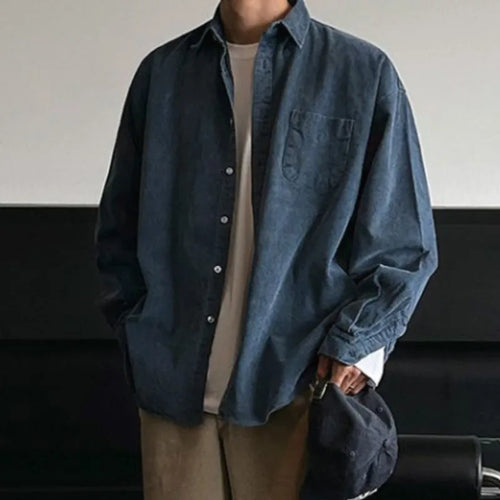 Load image into Gallery viewer, Men's Simple Casual Long Sleeve Shirt New Spring Loose Turn-down Collar Chic Korean Menwear 2025 Male Clothing 9W1436
