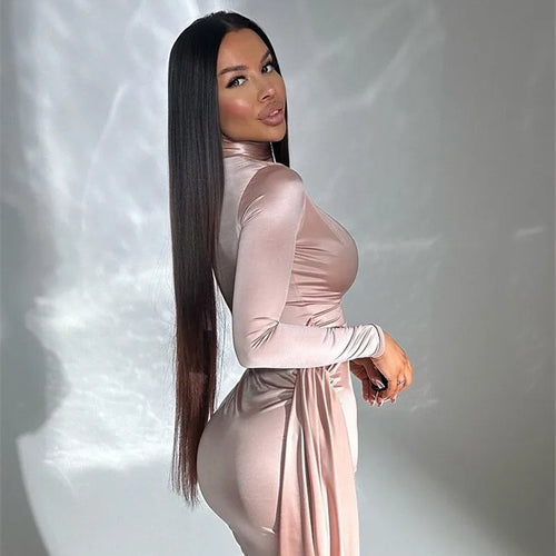 Load image into Gallery viewer, Irregular Sexy Mini Dress For Women Low Cut Long Sleeve Ruched Bodycon Dress Femme Elegant Club Party Sexy Dress New
