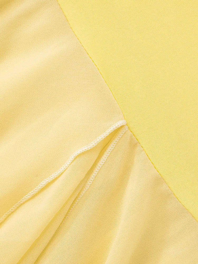 Yellow Sexy Skirt Two Piece Sets Women Halter Lace-up Crop Tops And Maxi Skirt Female Elegant Club 2 Piece Sets Dress