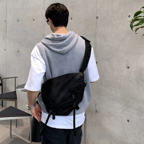 Load image into Gallery viewer, Korean Style Men&#39;s Vest Hooded Knitting Casual Sleeveless Pullover Tops Loose Male Clothing Fashion Summer 9C6426
