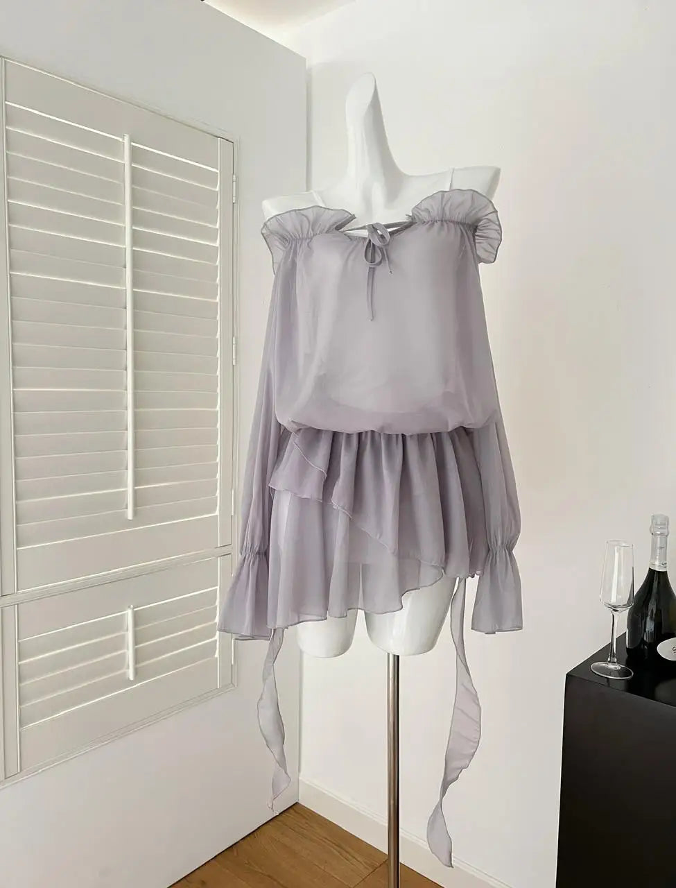 Spring Purple Sexy High Waist Festival Ruffle Edge Party Short Dress Women Elegant Backless Asymmetric Pleated Mini Dresses 2025