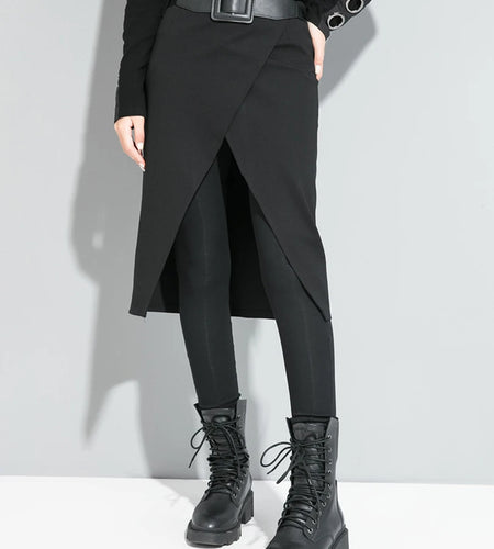 High Elastic Waist Black Stitch Long False Two Trousers New Loose Fit Pants Women Fashion Tide Spring Autumn 2025 1S191