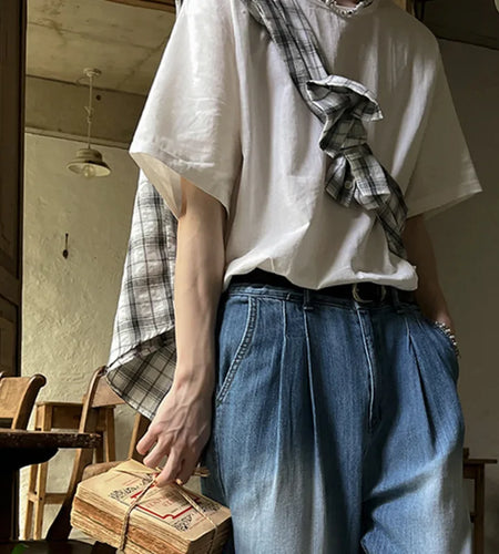 Men's T-shirts Round Neck Style Short Sleeve Clothing New Summer Solid Color Trendy Korean Pullover Simple Top 9W1615