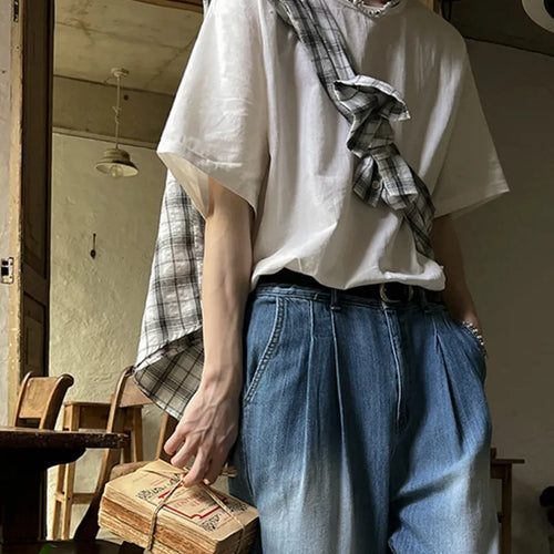 Load image into Gallery viewer, Men's T-shirts Round Neck Style Short Sleeve Clothing New Summer Solid Color Trendy Korean Pullover Simple Top 9W1615
