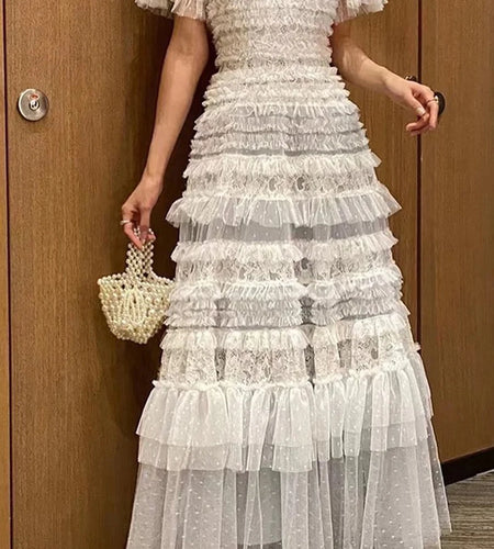 Hit Color Slimming Mesh Dresses For Women V Neck Short Sleeve High Waist Temperament Dress Female Fashion Style New