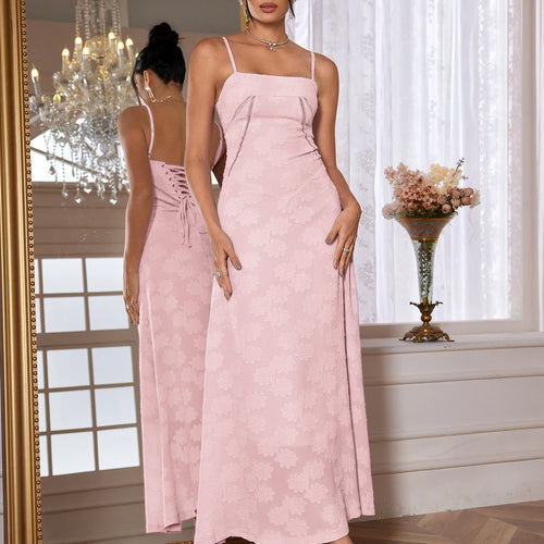 Load image into Gallery viewer, Summer Elegant Maxi Dress 2024 New Arrival Purple Spaghetti Strap Wedding Guest Dress Lace Up Party Dresses
