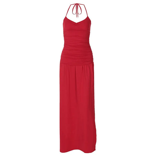 Load image into Gallery viewer, Spaghetti Strap Split Sexy Maxi Dress For Women Elegant Halter Sleeveless Backless High Waist Bodycon Club Party Dress
