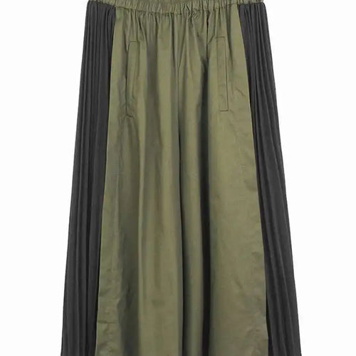 Load image into Gallery viewer, High Elastic Waist Green Pleated Color-block Long Wide Leg Pants New Trousers Women Fashion Spring Autumn 2025 1DJ0126
