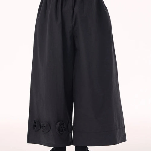 Load image into Gallery viewer, High Elastic Waist Black Three-dimensional Flower Wide Leg Pants New Trousers Women Fashion Spring Autumn 2025 1DH9426
