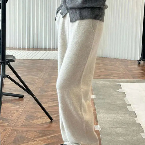 Load image into Gallery viewer, High Elastic Waist Beige 36% Wool Long Knitting Wide Leg Pants New Trousers Women Fashion Tide Autumn Winter 2025 1DH8230
